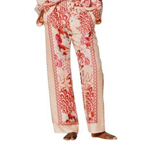 Zara Print Wide Leg Pull-on Pants, Pink Red Blue, L-XL